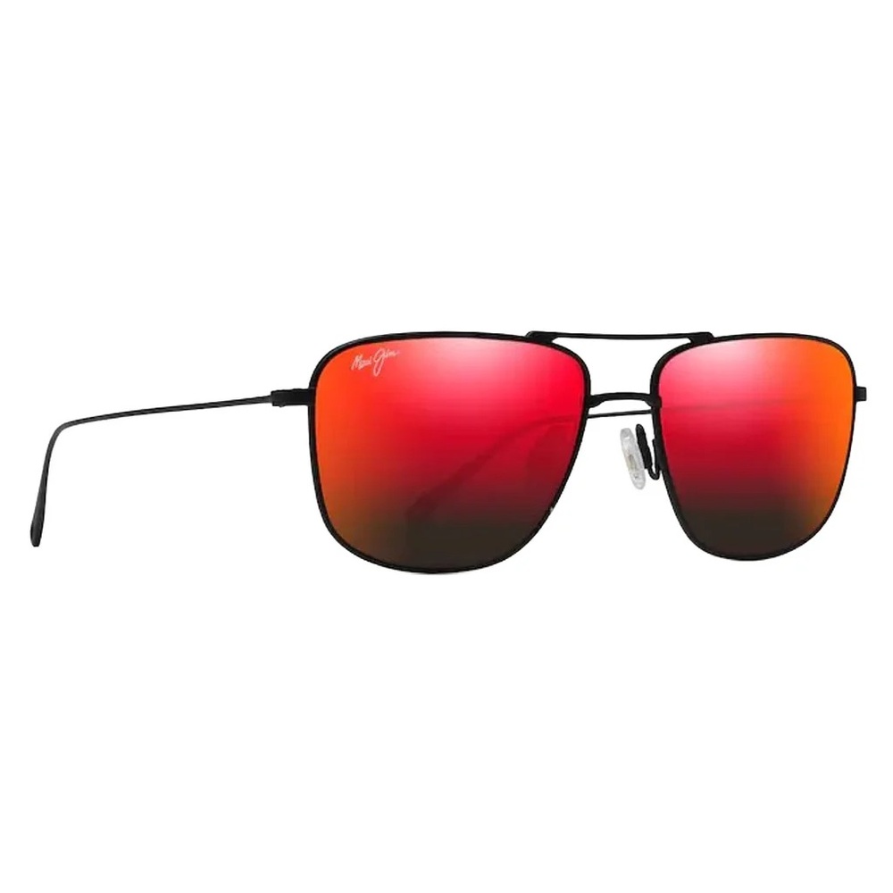 Maui Jim Mikioi Titanium Black Frame Sunglasses with Red-Orange Mirrored Lenses
